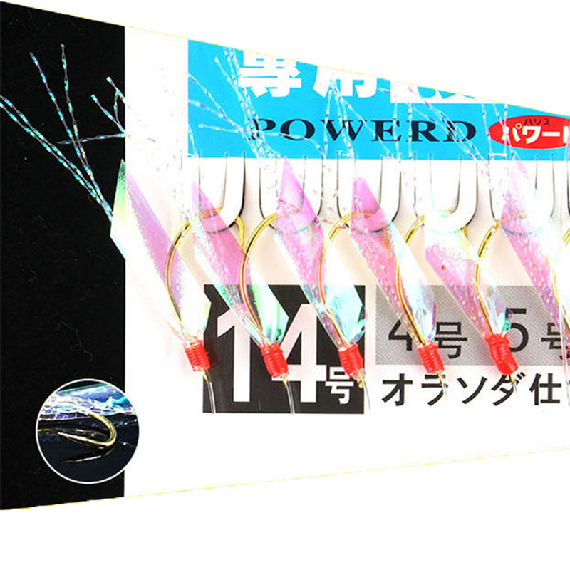 5 Pcs New Sabiki Soft fishing hooks Rigs Bait Jigs Soft Lure Worn Fake String Crystal Barbed Hook