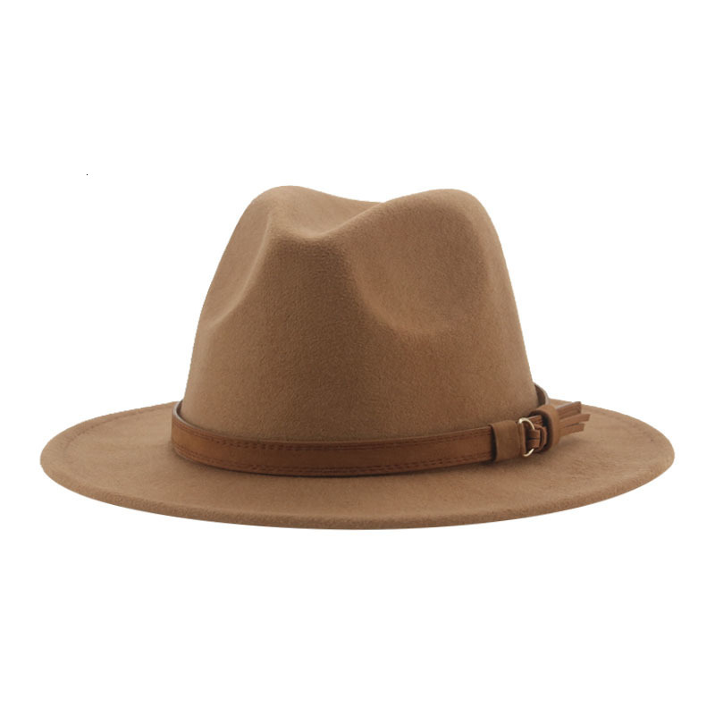 Fedora Hats for Women Men Wide Brim Solid Women Hats Band Belt Classic Formal Dress Khaki Black Winter Hats Sombreros De Mujer 230717