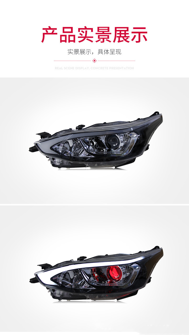 Headlight Assembly For Toyota Yaris L 2017-2022 Bifocal Lens Driving Lights LED Dynamic Signal Front Lamp