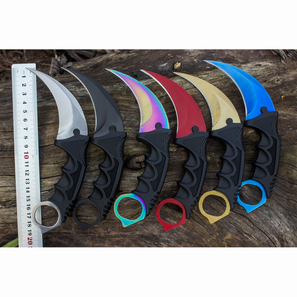 Top Quality C7145 CSGO Counter Strike Karambit Knife 3Cr13Mov Steel Blade ABS Handle Claw Knives with Sheath Outdoor Hunting Survival Fighting Camping