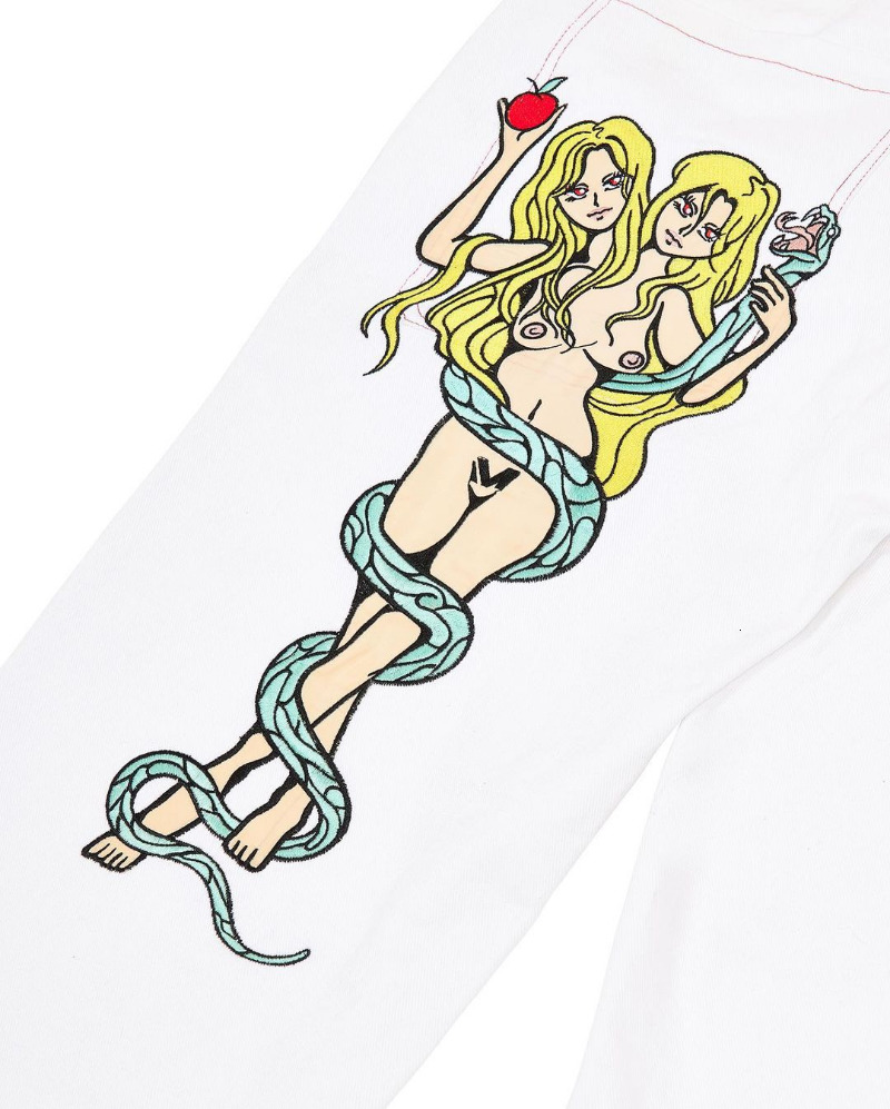 Men's Jeans Hip Hop Streetwear Men's Jeans Fashion Devil Print Low Waist Straight Wide Leg Pants Retro Casual Loose Denim Trousers 230715