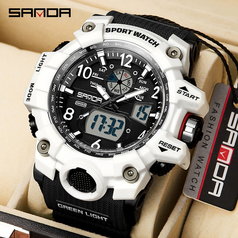 Other Watches SANDA Men Sports Watches G Style Black Wrist Watch LED Digital 50M Waterproof Watch For S Shock Male Clock Relogio Masculino 230716