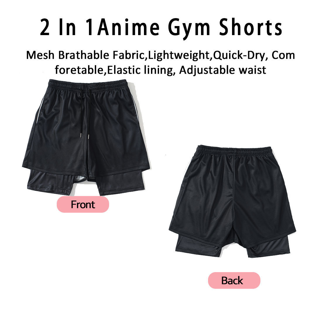 Men's Shorts Anime Baki Sport Shorts Men Sportswear Shorts 2 In 1 Beach Summer Gym Fitness Training Jogging Short Pants 230715