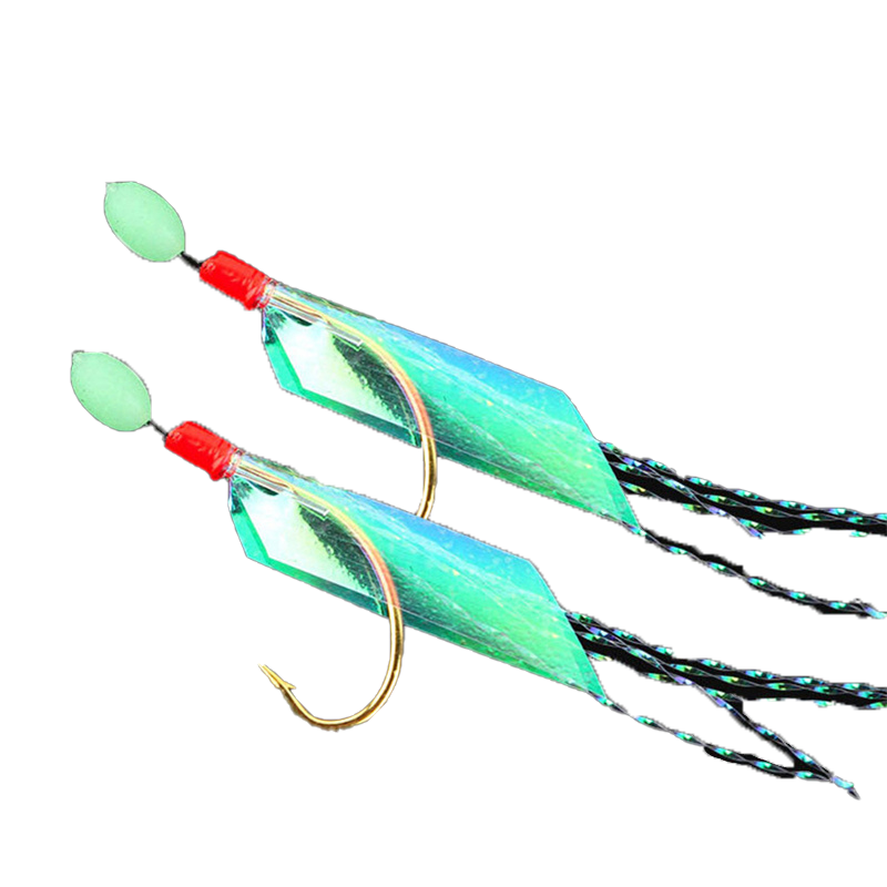 5 Pcs New Sabiki Soft fishing hooks Rigs Bait Jigs Soft Lure Worn Fake String Crystal Barbed Hook