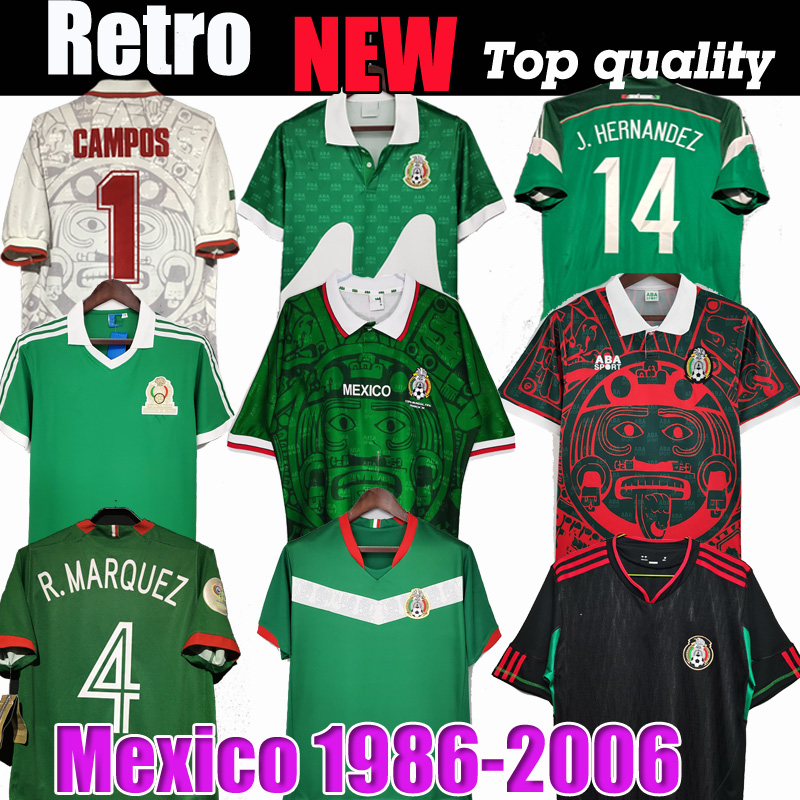 Retro classic Mexico soccer jerseys 1970 1986 1994 1995 1996 1997 1998 1999 2006 2010 BORGETTI HERNANDEZ CAMPOS BLANCO H.SANCHEZ R.Marquez football shirt