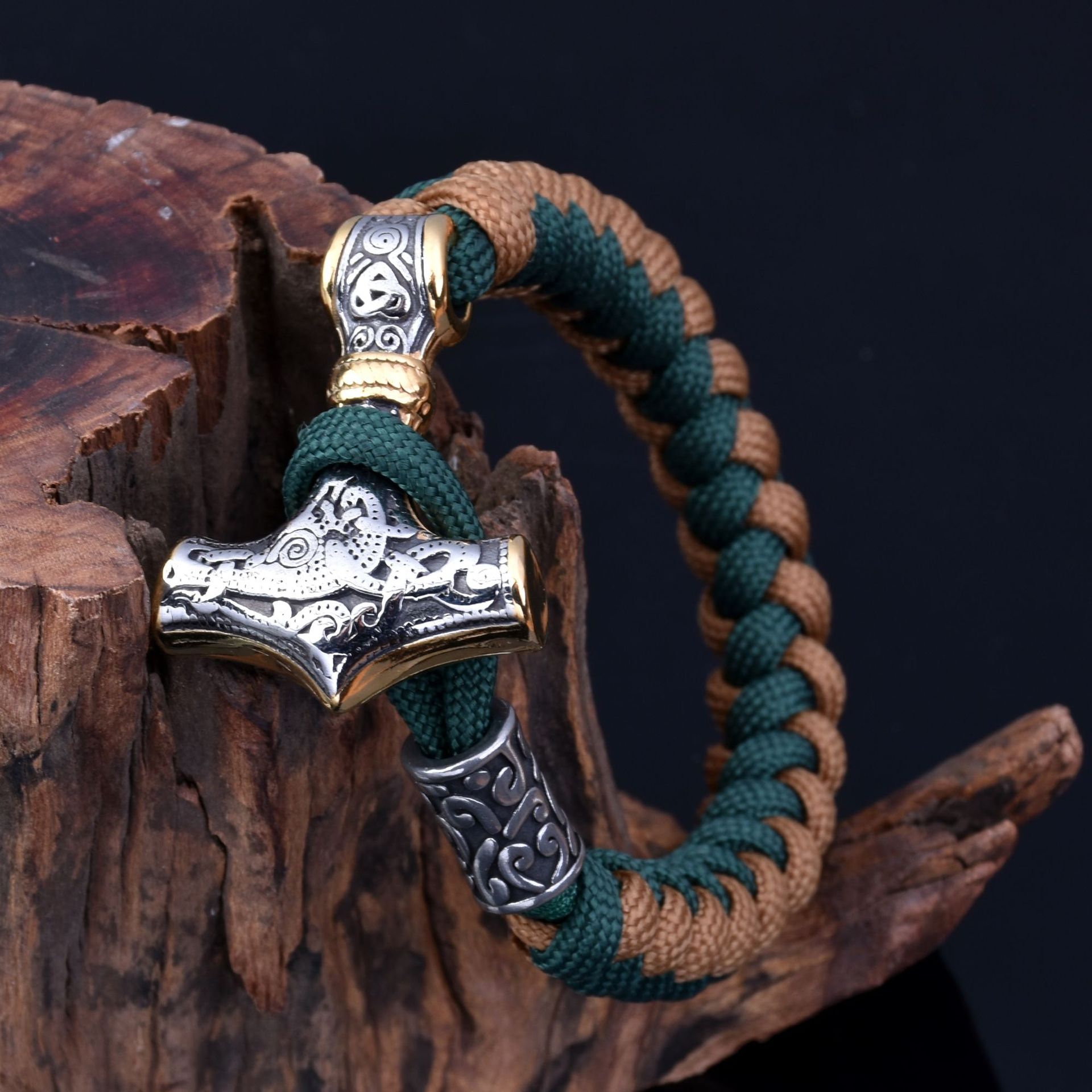 Classic Thor's Hammer Charm Viking Bracelet Braided Paracord Bracelets