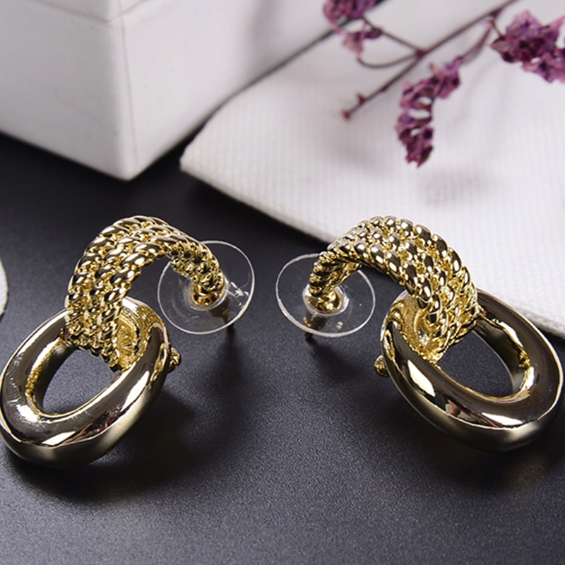 Simple Metal Earrings Chic Charm Gold Earrings Simple Trendy Fancy Eardrops Jewelry Party Jewelry Headdress With Box Package