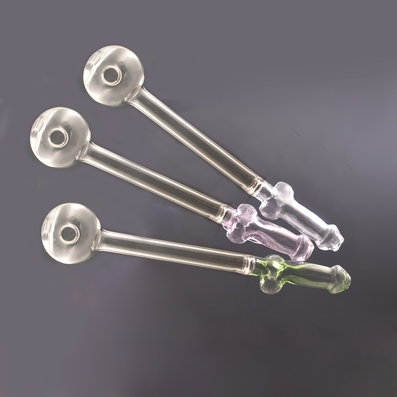Colorful Male Penis Glass Oil Burner Pipe Thick Glass Tube Smoking Pipes Tobcco Herb Oil Nails Water Hand Pipes with OD 30mm Ball