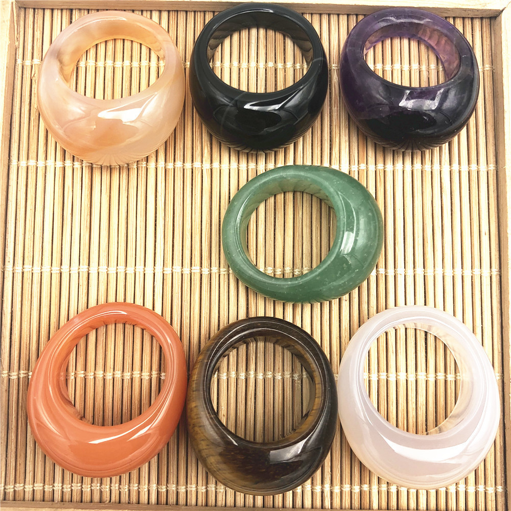 Wedding Rings Natural Stone Rings Charm Jewelry A Diversity of Stones Two Kinds of Models Trendy Gift for Women or Girlfriend 10mm Width 230717