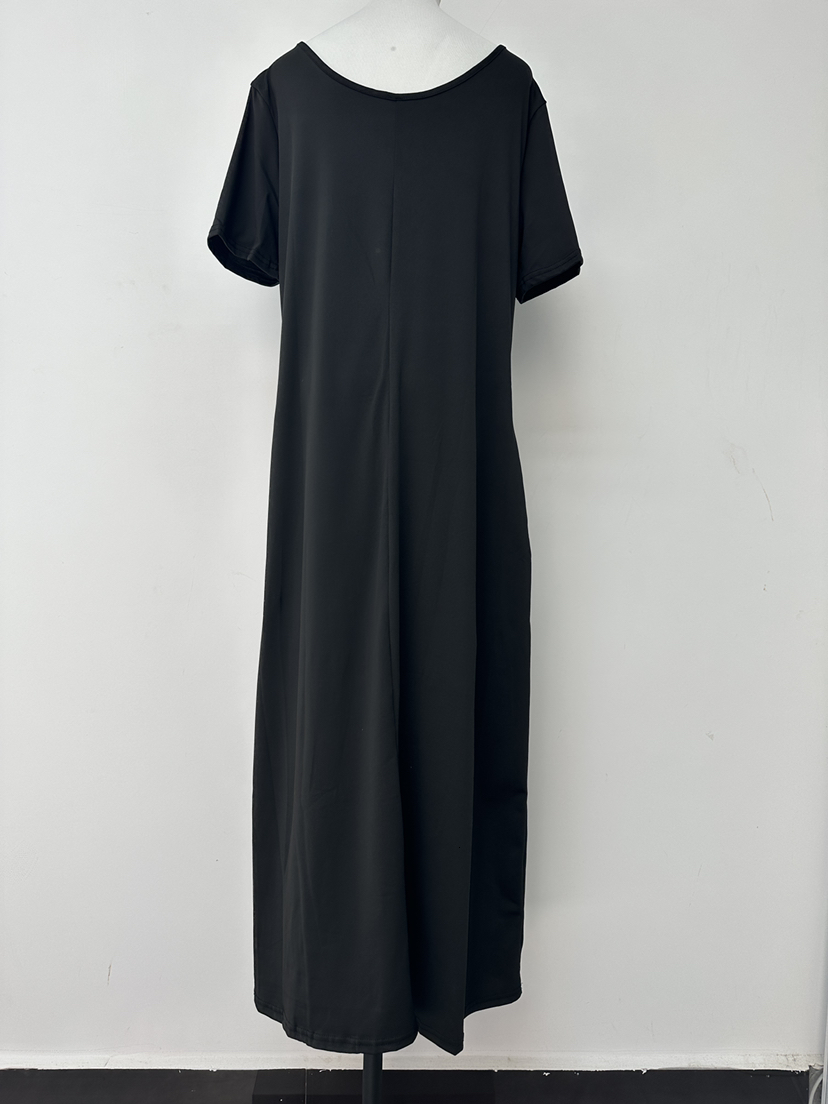 Basic Casual Dresses S-5XL Women Casual Dresses Ladies Fashion Loose Sexy V-Neck Fall Clothes Casual Maxi Solid Color Plus Size Long Dress 230715