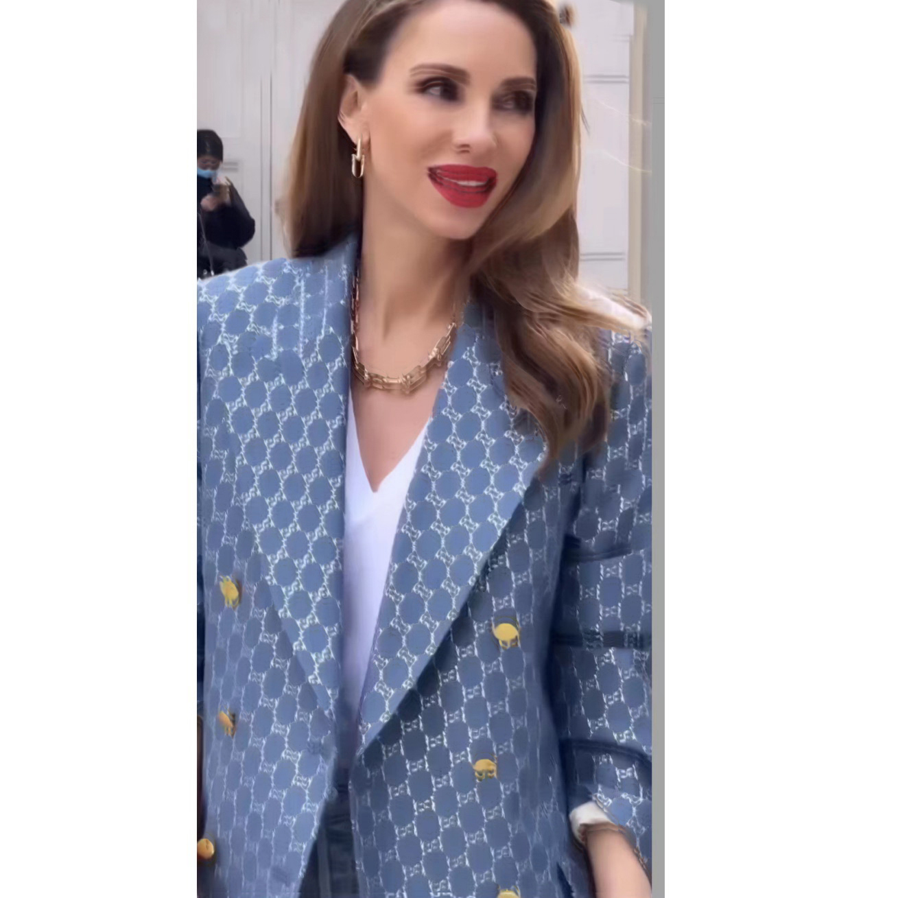 B-78 fashion women suit designer clothes blazer Double G spring new released tops, Sky blue
B-78 fashion women suit designer clothes blazer Double G spring new released tops, Sky blue