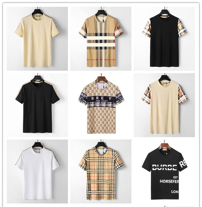 

Designer Men'S T-Shirt Black And White Beige Plaid Stripe Brand Pure Cotton Breathable Slim Casual Shirt Street Same Style Men'S And Women'S Top Quality TShirts 3xl, Other