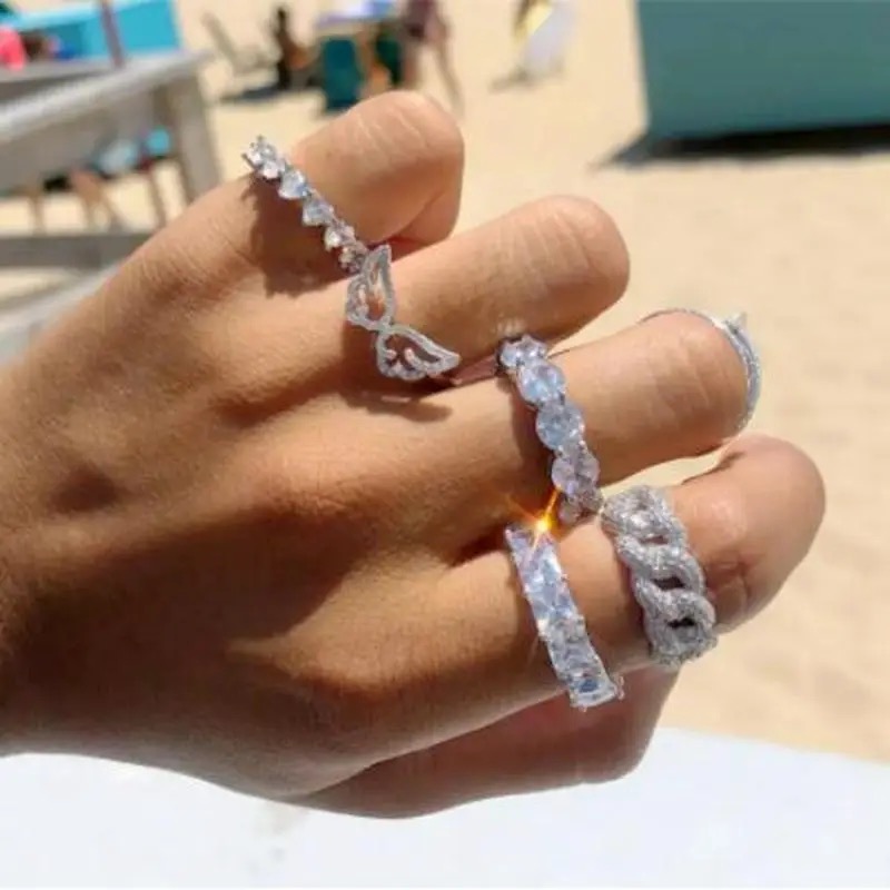 Choucong Brand Luxury Jewelry Wedding Rings 925 Sterling Silver Princess Cut White Topaz CZ Diamond Promise Gemstones Multi Style Women Engagement Ban