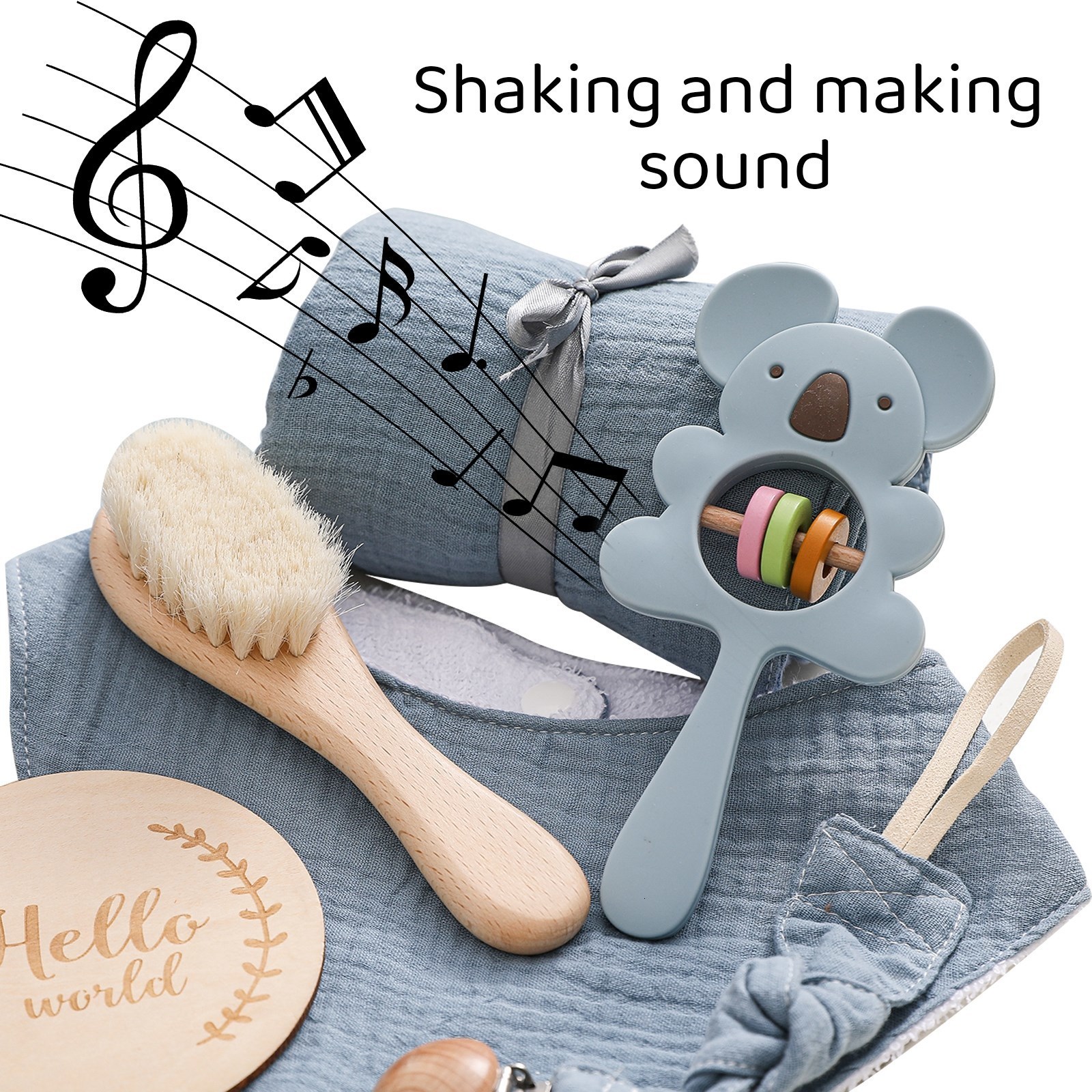 Gift Sets born Baby Towel Bath Sets Gift Boxs Muslin Squares Cotton Blanket Bath Brushes Shower Animal Rattle Pacifier Chain Baby Items 230717