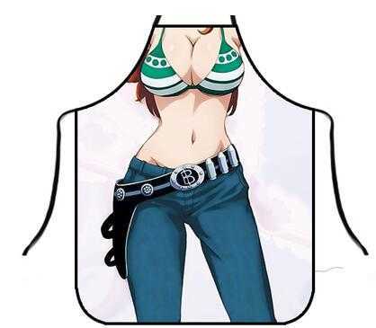 New Funny Apron Cartoon One Piece Aprons Anime Kitchen Apron Dinner Party Cooking Apron Adult Baking Accessories Barber Apron L230620