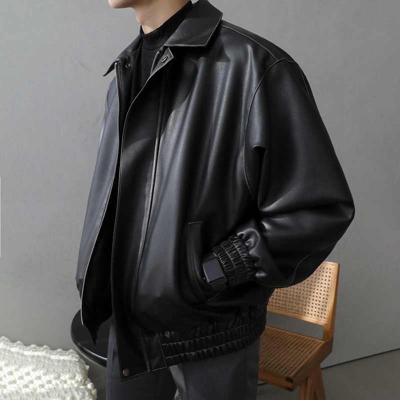 Men's Jackets Myq Leather Men's spring and autumn new loose leather jacket locomotive fashion brand men's Korean fashion casual coat 220727, Black
Men's Jackets Myq Leather Men's spring and autumn new loose leather jacket locomotive fashion brand men's Korean fashion casual coat 220727, Black