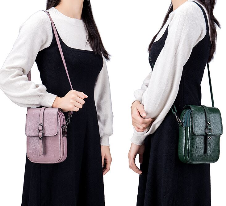 Bag for Women Cell Phone Purse Smartphone Wallet Shoulder Strap Handbag Genuine Leather Casual Solid Crossbody Bags