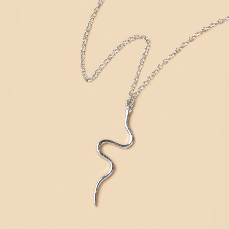 Delicate 18K Gold Silver Snake Pendent Necklace for Women Simple Snake Collar Chain Necklaces Punk Hip Hop Fashion Jewelry Gift