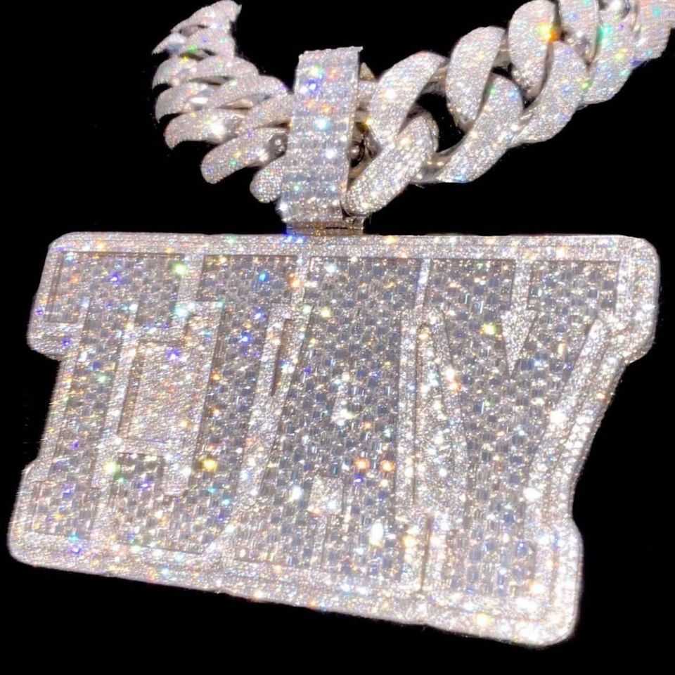 Dropshipping Hip Hop Jewelry Personalized Custom Name Pendant Iced Out Vvs Moissanite Diamond Letter Pendant