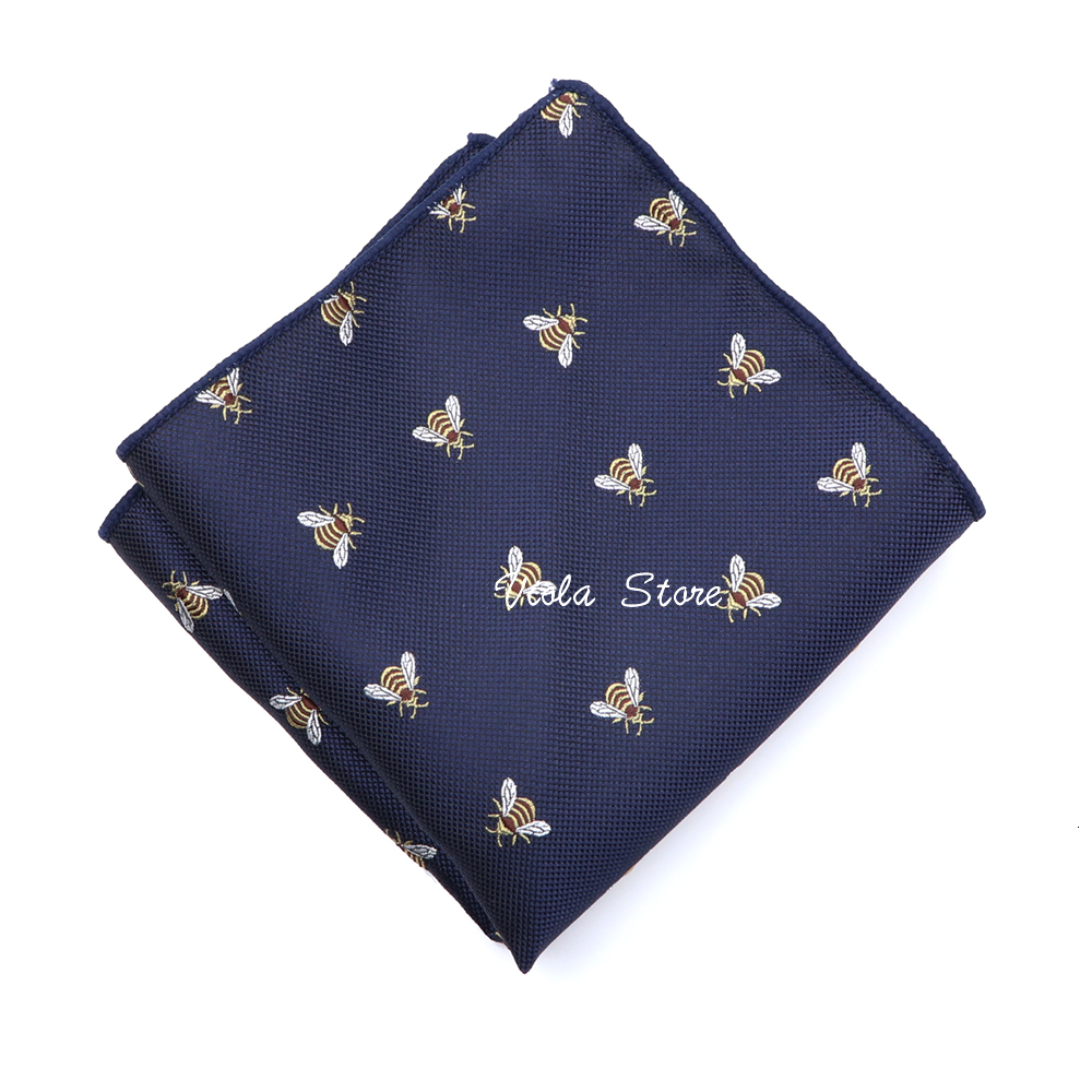 Fashion Bee Jacquard : Cute 22cm Polyester Pocket Square Men in Navy Green, Perfect for Tuxedo Suit, Wedding and Party Accessory (2024)