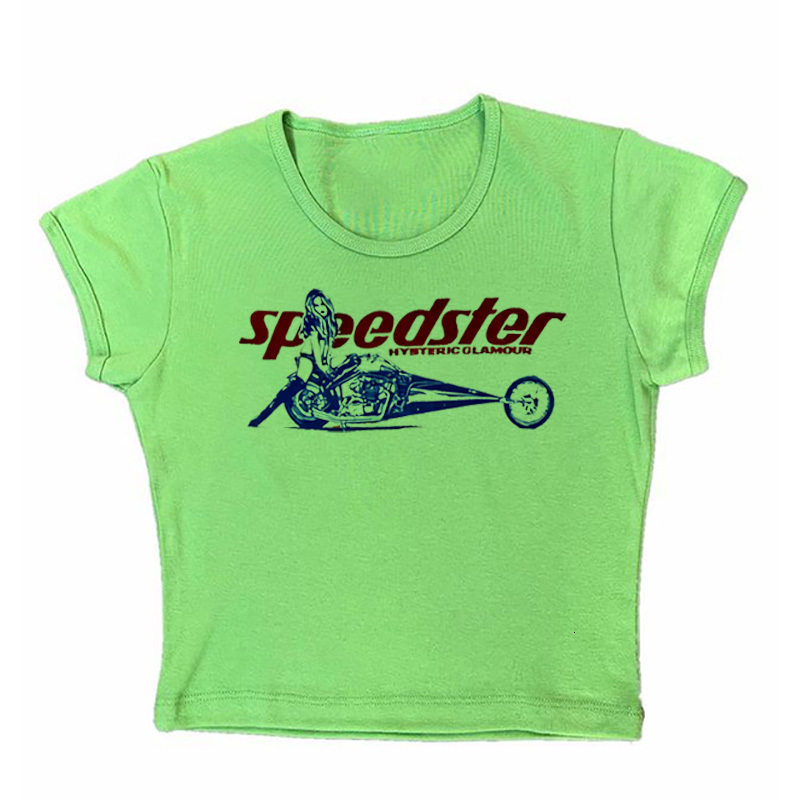 Women's T-Shirt Y2K Women Baby Tee Streetwear Biker girl Vintage girlish letter Crop Summer punk Casual Trash Basic Goth White Slim T-Shirt emo 2