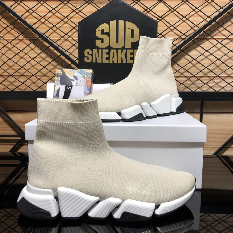 Top paris sock casual shoes men women Plate-forme designer sneaker Slip-On speed trainer black air sole outdoor sneakers fashion Breathable platform boots shoe