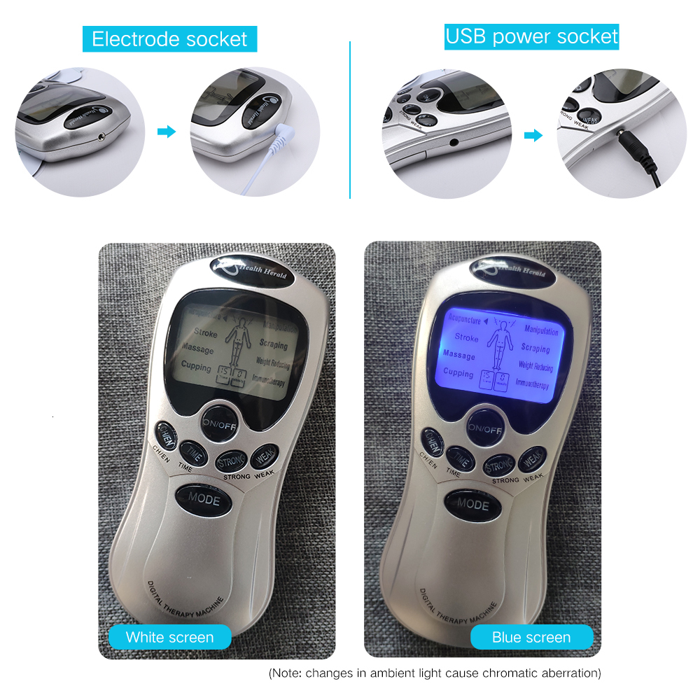 Face Massager Health Care Digital Therapy Machine LCD Screen Full Body 4 Pads Slim Massager Acupuncture Body Neck Massager Electric TENS EMS 230718