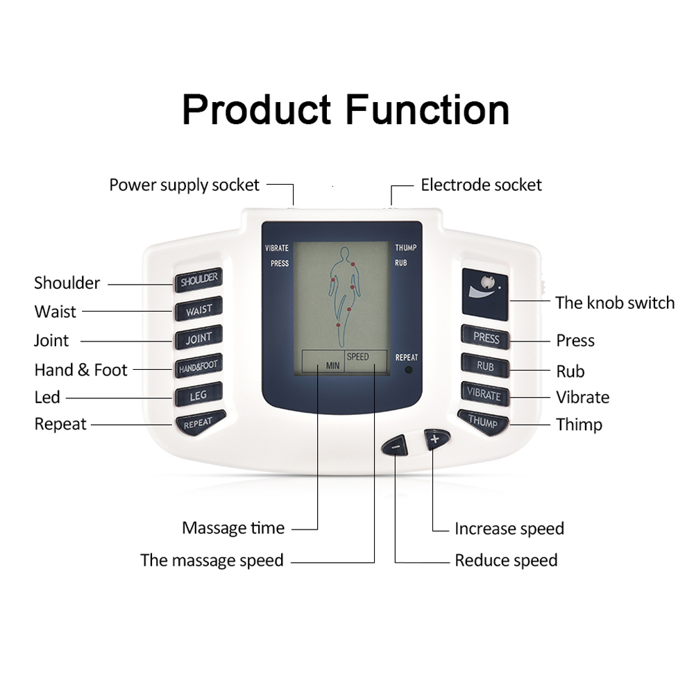 Face Massager JR309 EMS Tens Massage Unit 16 Pads Russian Electrical Pulse Acupuncture Full Body Relax Muscle Therapy Massager Stimulator 230718