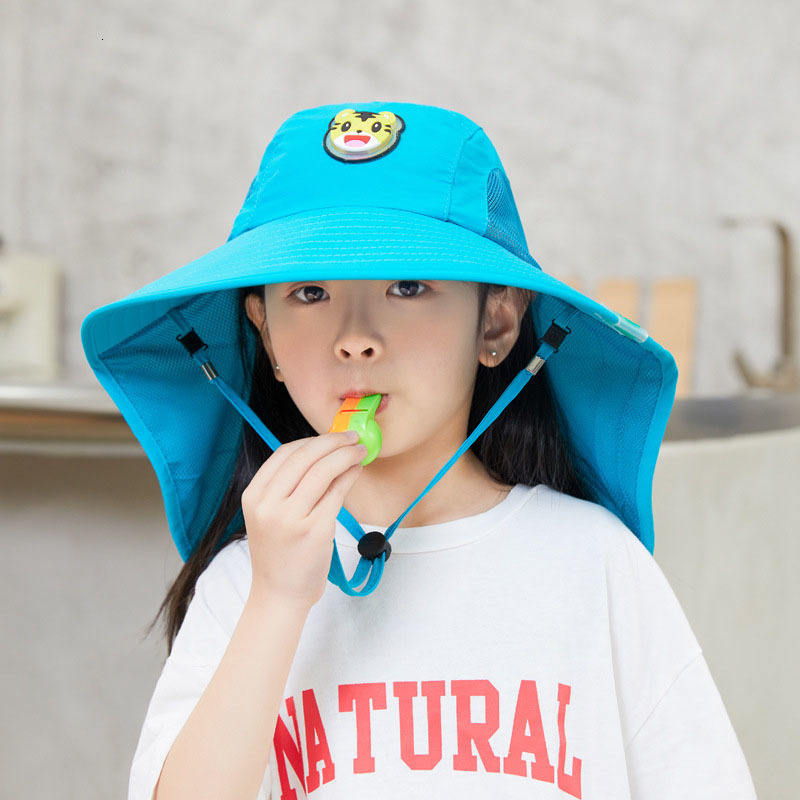 Caps Hats Beach Hat for Kids Outdoor UV Protect Bucket Cap Wide Brim Panama Hat with Neck Flap Summer Baby Accessories for Beach Sun Hat 230717