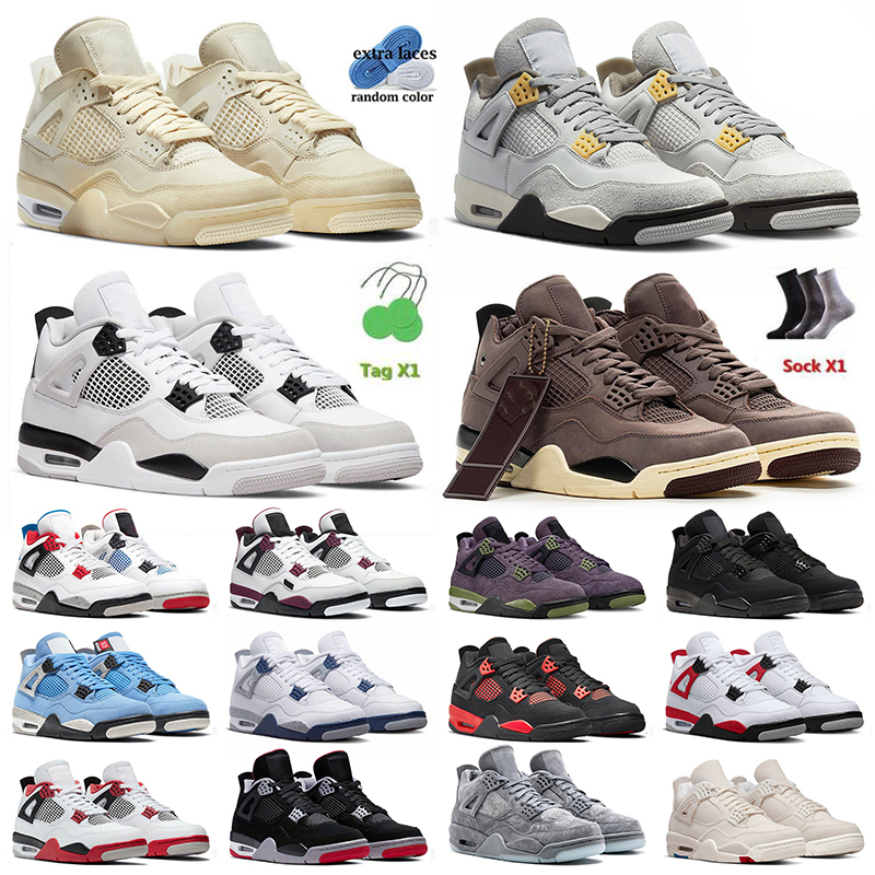 

4s Mens Basketball Shoes Jumpman 4 IV Trainers Sail Photon Dust Military Black Cat A Ma Maniere Violet Ore Fire Red Thunder Cement Bred Men Women Sneakers Outdoor 36-47, A28 lightning 40-47