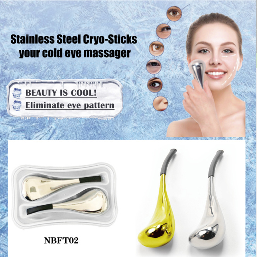 Full Body Massager Stainless Steel Ice Globes Spoon Massage Freeze Tools Eliminate Eye Pattern Spa Ball Cryo Roller Cooling Skin masajes 230718