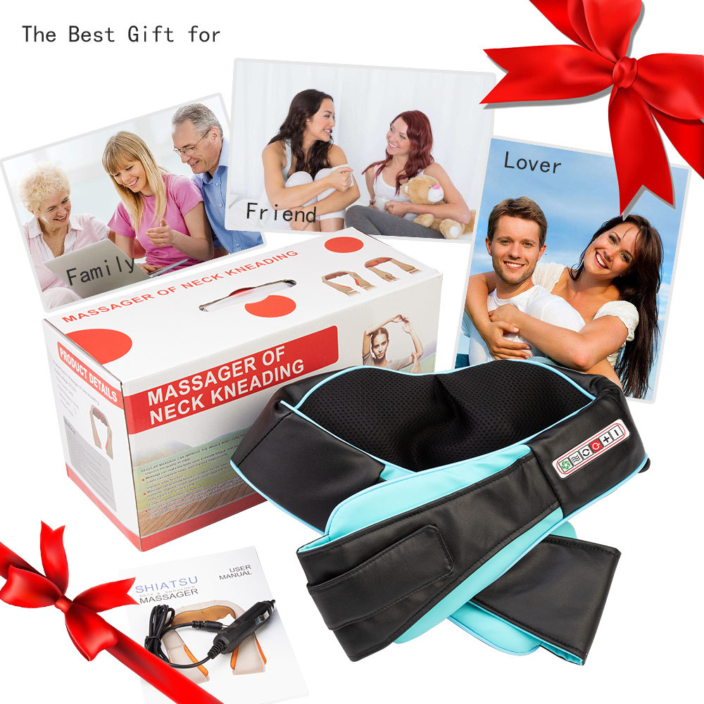 Massaging Neck Pillowws With Gift BoxHome Car U Shape Electrical Shiatsu Back Neck Shoulder Body Massager Infrared Heated Kneading 4D Massagem Shawl 2