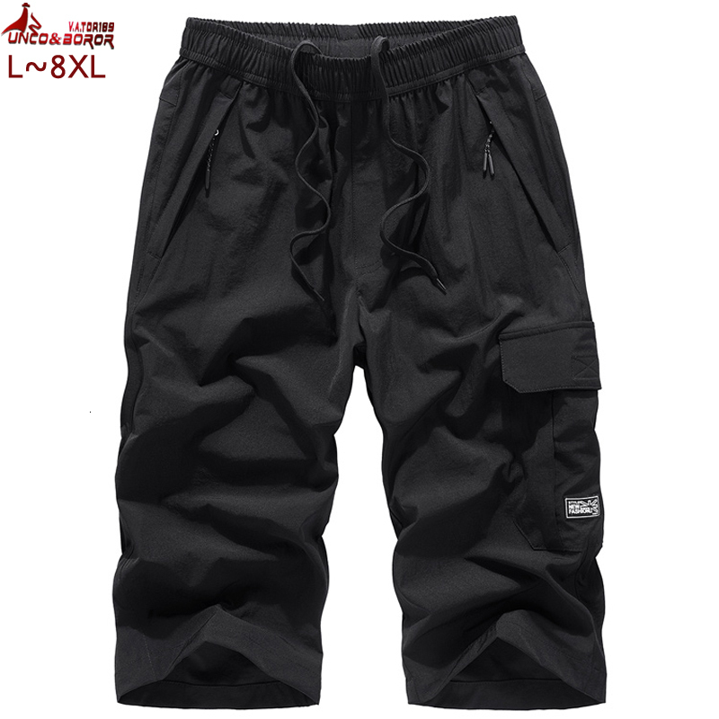 Mens Shorts knee length cargo shorts casual elastic waist fitness Bermuda mens breathable beach surfing 230718