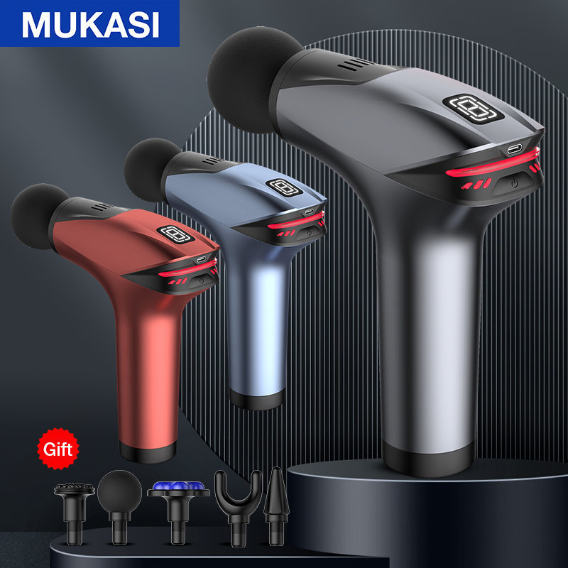 Full Body Massager MUKASI Icy Cold Compress Massage Gun Electric Percussion Pistol Massager For Body Neck Back Sport Deep Tissue Muscle Relaxation 230