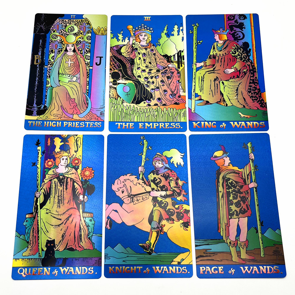 Outdoor Games Activities 1 Deck Plastic Tarot Cards Gold Black Blue Green Cards 7*12cm Waterproof Durable Home Board Game Divination 78 Cards 230718