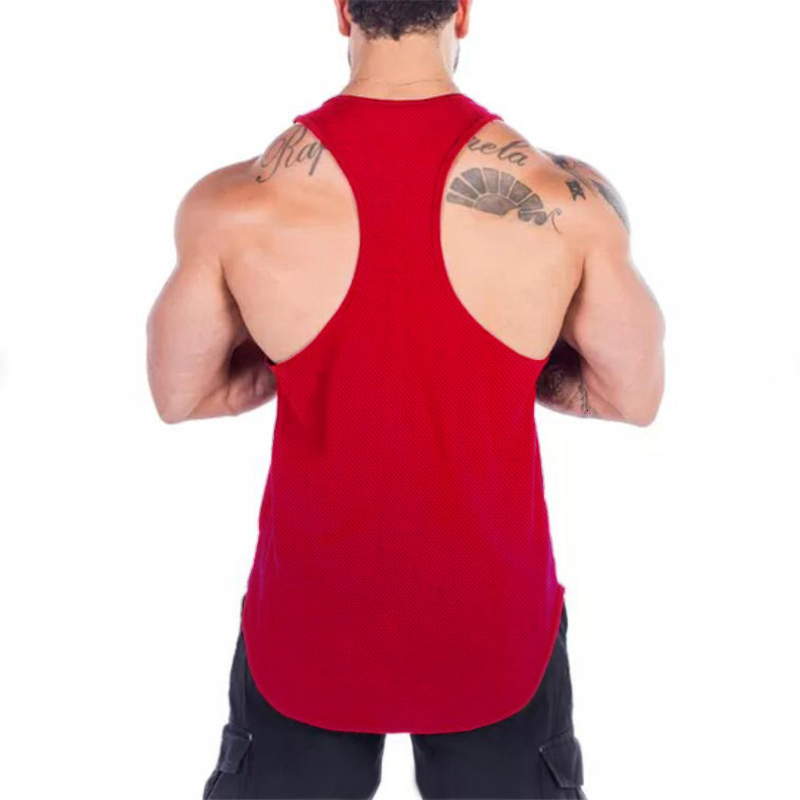 Muscle Men's Tank Tops Guys Workout Gym Clothing Bodybuilding Mesh Tank Top Men Singlets Fashion Sleeveless Fitness Quick-Drying Stretch Vest 2