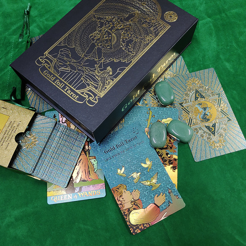 Outdoor Games Activities Plastic Waterproof Gold Foil Tarot Cards Magician Deck Board Game With Gift Box 230718