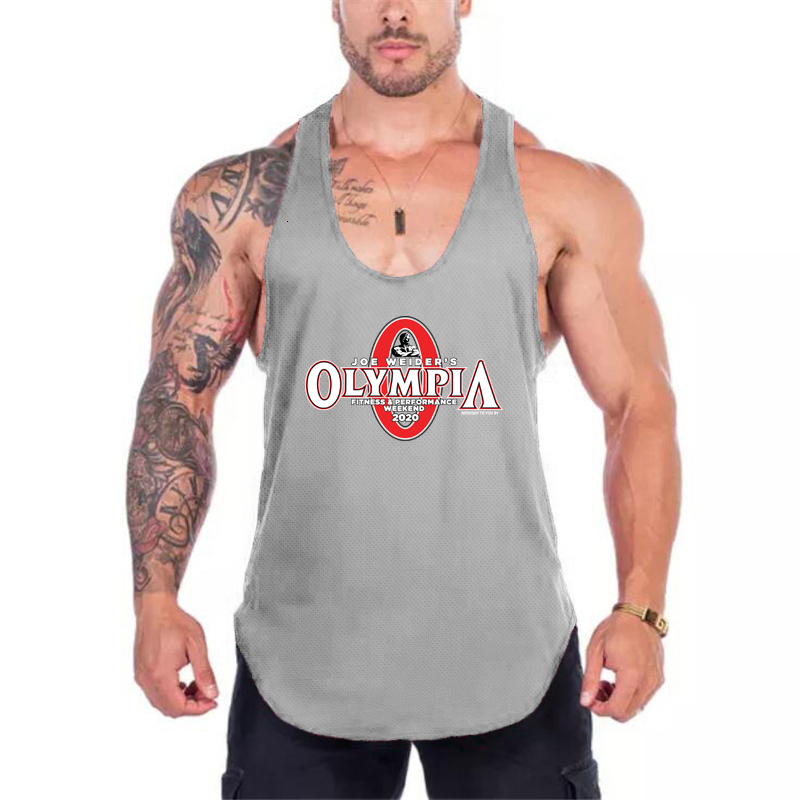 Muscle Men's Tank Tops Guys Workout Gym Clothing Bodybuilding Mesh Tank Top Men Singlets Fashion Sleeveless Fitness Quick-Drying Stretch Vest 2