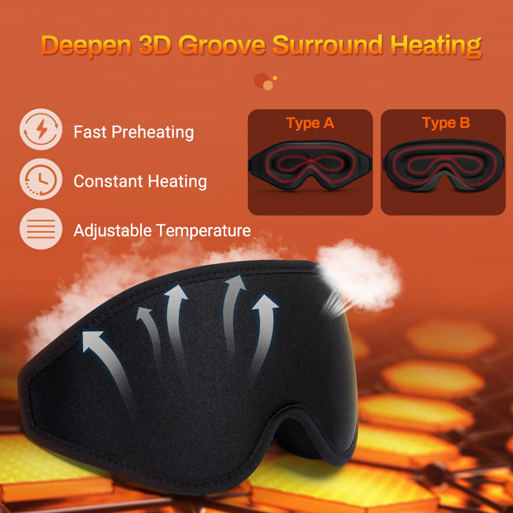 Eye Massager 3D Electric Heating Eye Mask Far Infrared Compress Eyeshade Temperature Control Eyecover Dry Tired Eyes Pads Sleep Aids 230718
