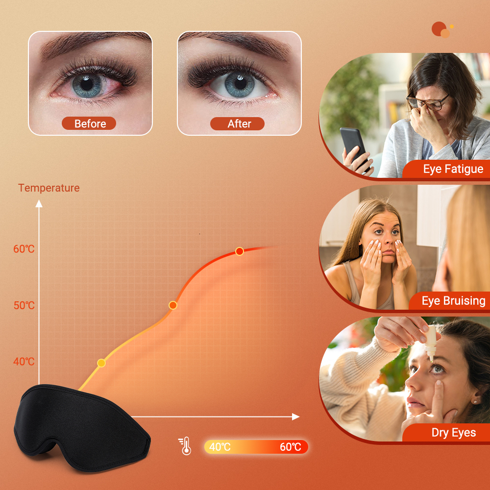 Eye Massager 3D Electric Heating Eye Mask Far Infrared Compress Eyeshade Temperature Control Eyecover Dry Tired Eyes Pads Sleep Aids 230718