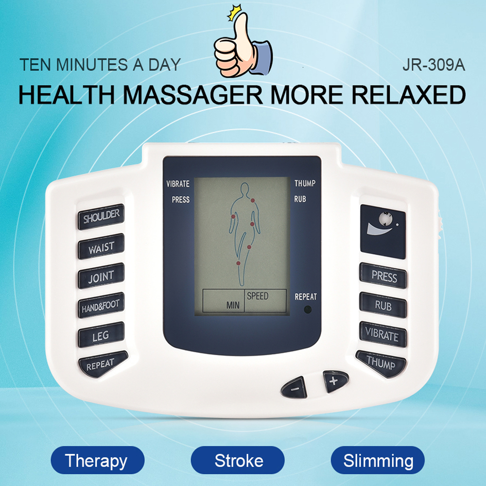 Face Massager JR309 EMS Tens Massage Unit 16 Pads Russian Electrical Pulse Acupuncture Full Body Relax Muscle Therapy Massager Stimulator 230718
