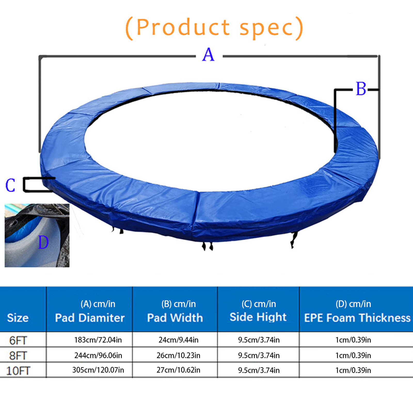 Trampolines Round Trampoline Safety Pad Foldable Trampoline Safety Pad Mat Made With PVC EPE And PE Trampoline Pads Made Of PVC EPE And PE 230717