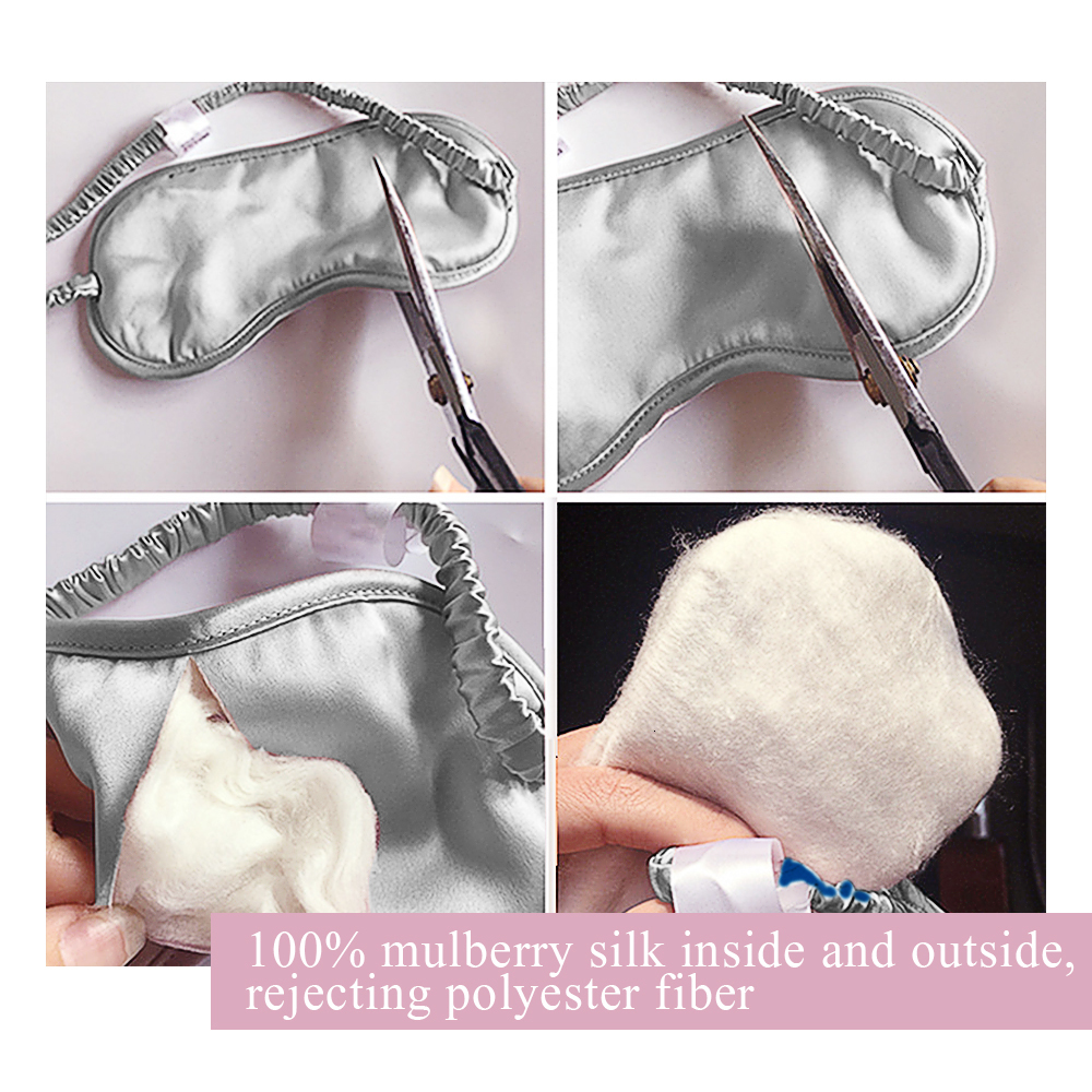 Eye Massager 100% Natural Mulberry Pure Silk Sleep Rest Eye Mask Padded Shade Cover Travel Relax Aid Blindfolds 4 Colors Eyeshade with Box 230718
