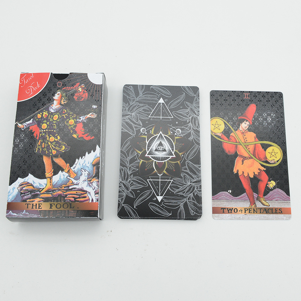 Outdoor Games Activities 12*7cm Classic Tarot card color printing Tarot plastic PVC waterproof English pink tarot deck with paper instruction board ga