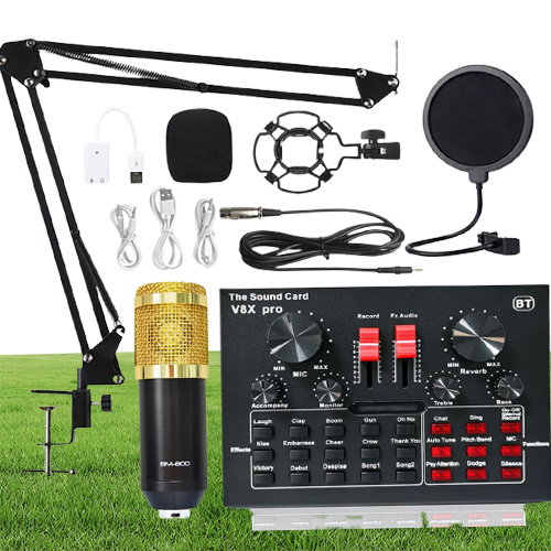 BM 800 Professional o Microphones V8 Sound Card Set BM800 Mic Studio Condenser Microphone for Karaoke Podcast Recording Live S