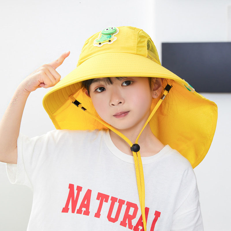 Caps Hats Beach Hat for Kids Outdoor UV Protect Bucket Cap Wide Brim Panama Hat with Neck Flap Summer Baby Accessories for Beach Sun Hat 230717