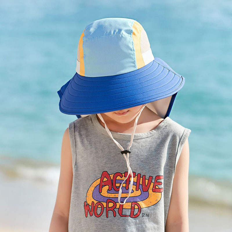 Caps Hats Summer Baby Sun Hat with Neck Flap Wide Brim Beach Hat Kids Bucket Hat UV Protection Panama Cap Outdoor Swim Vacation Beach Hat 230717