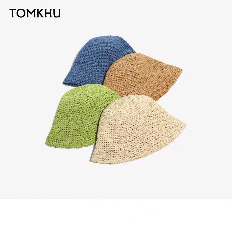Wide Brim Hats BUCKet Hats Summer Woven Cloche BUCKet Hat Plain Sun Hat for Women French Retro Style Wide Brim Handmade Straw Hat Derby Ladies Hat 230