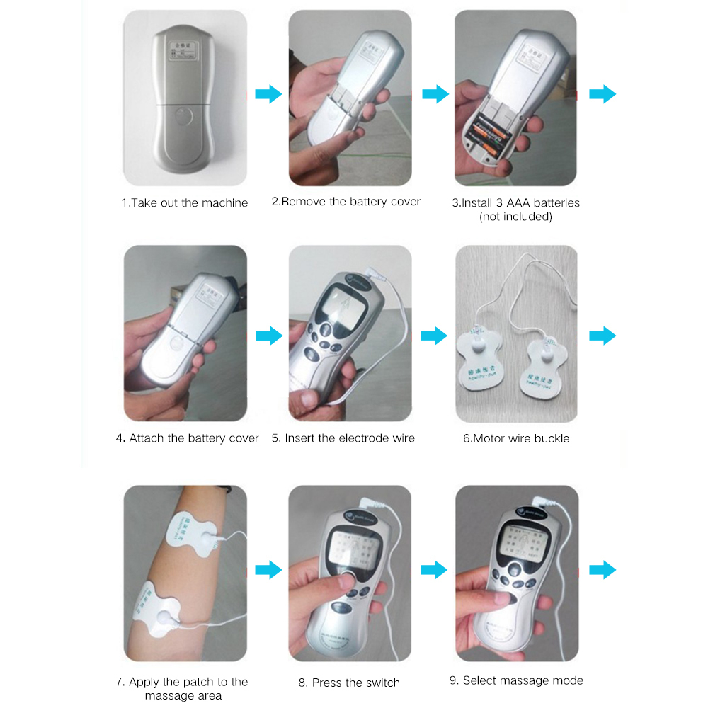 Face Massager Health Care Digital Therapy Machine LCD Screen Full Body 4 Pads Slim Massager Acupuncture Body Neck Massager Electric TENS EMS 230718