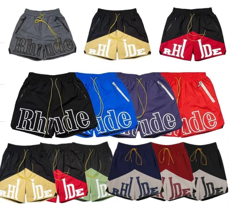 Designer Shorts Rhude Shorts Summer Fashion Beach Pants Men High Quality Street Wear Red Blue Black Purple Pants Mens Short US Siize:S-XL